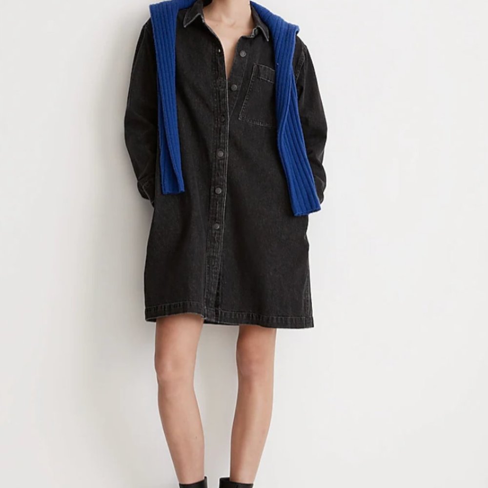 Madewell Oversized Denim Shirtdress in Lunar Wash, Size Small